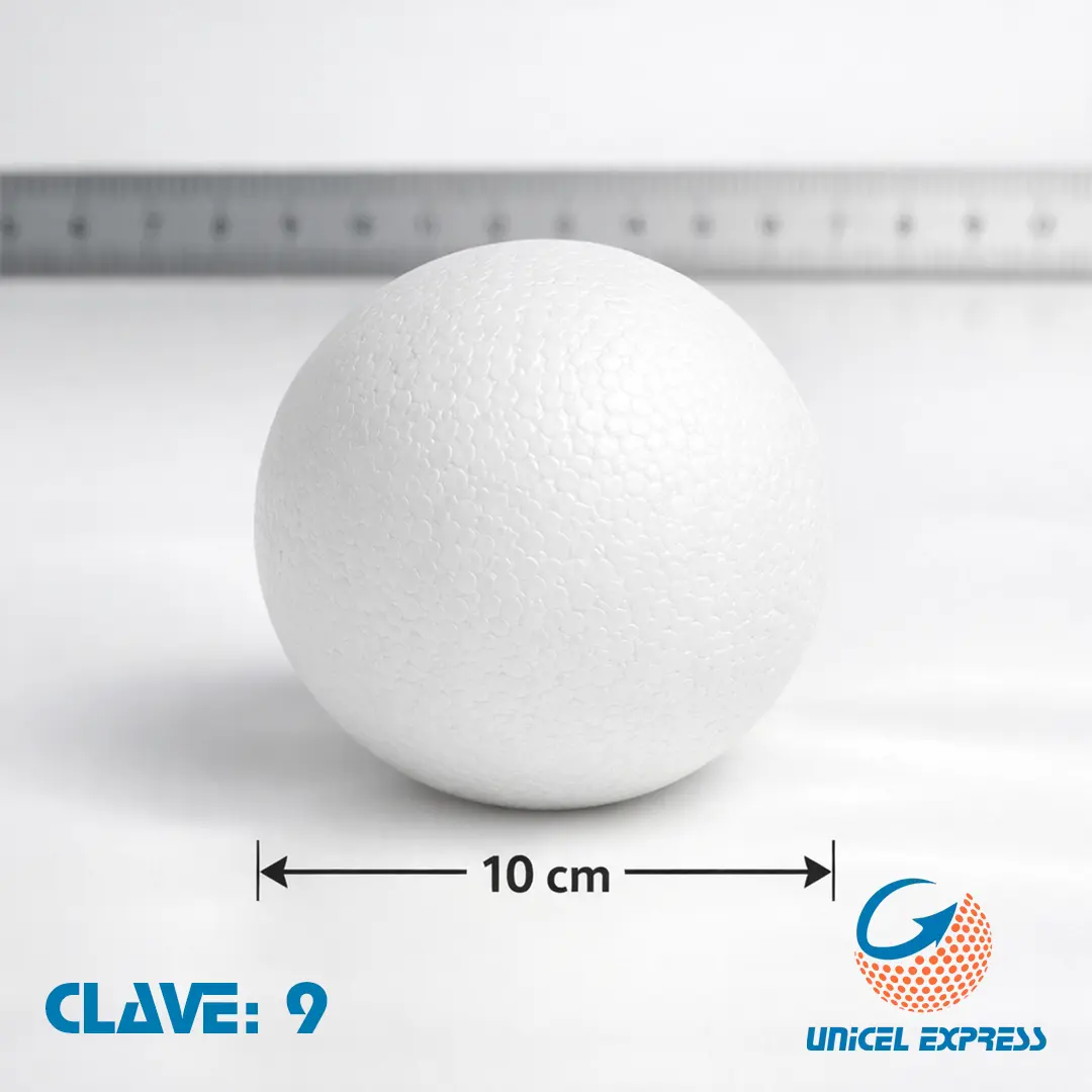Clave 9 Esfera Unicel 10 cm Empaque 50 piezas