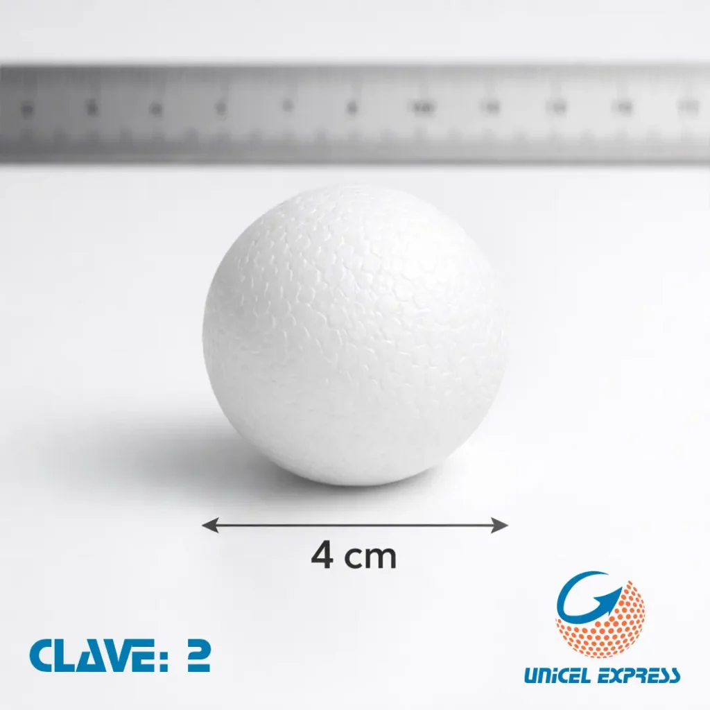 CLAVE 2 Esfera Unicel 4 cm Empaque 100 piezas