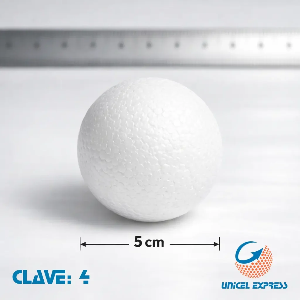 CLAVE 4 Esfera Unicel 5 cm Empaque 100 piezas