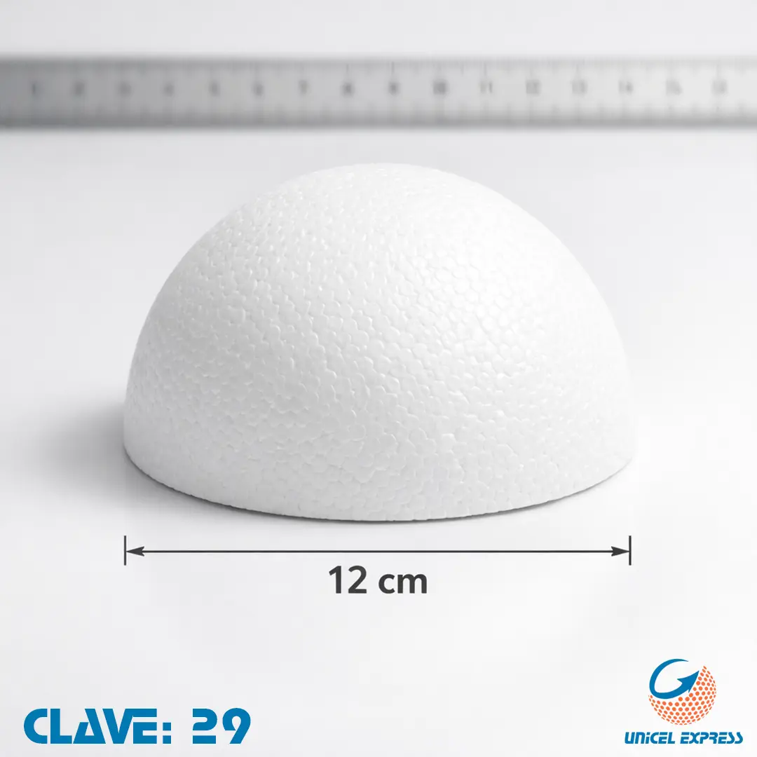 Clave 29 Media Esfera Unicel 12 cm Empaque 50 piezas