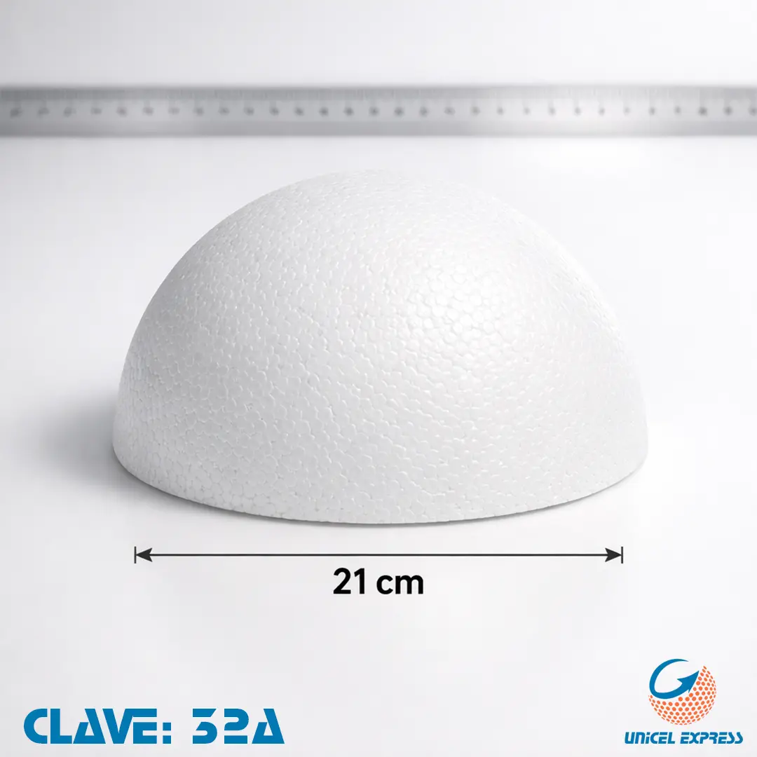 Clave 32 Media Esfera Unicel 21 cm Empaque 10 piezas