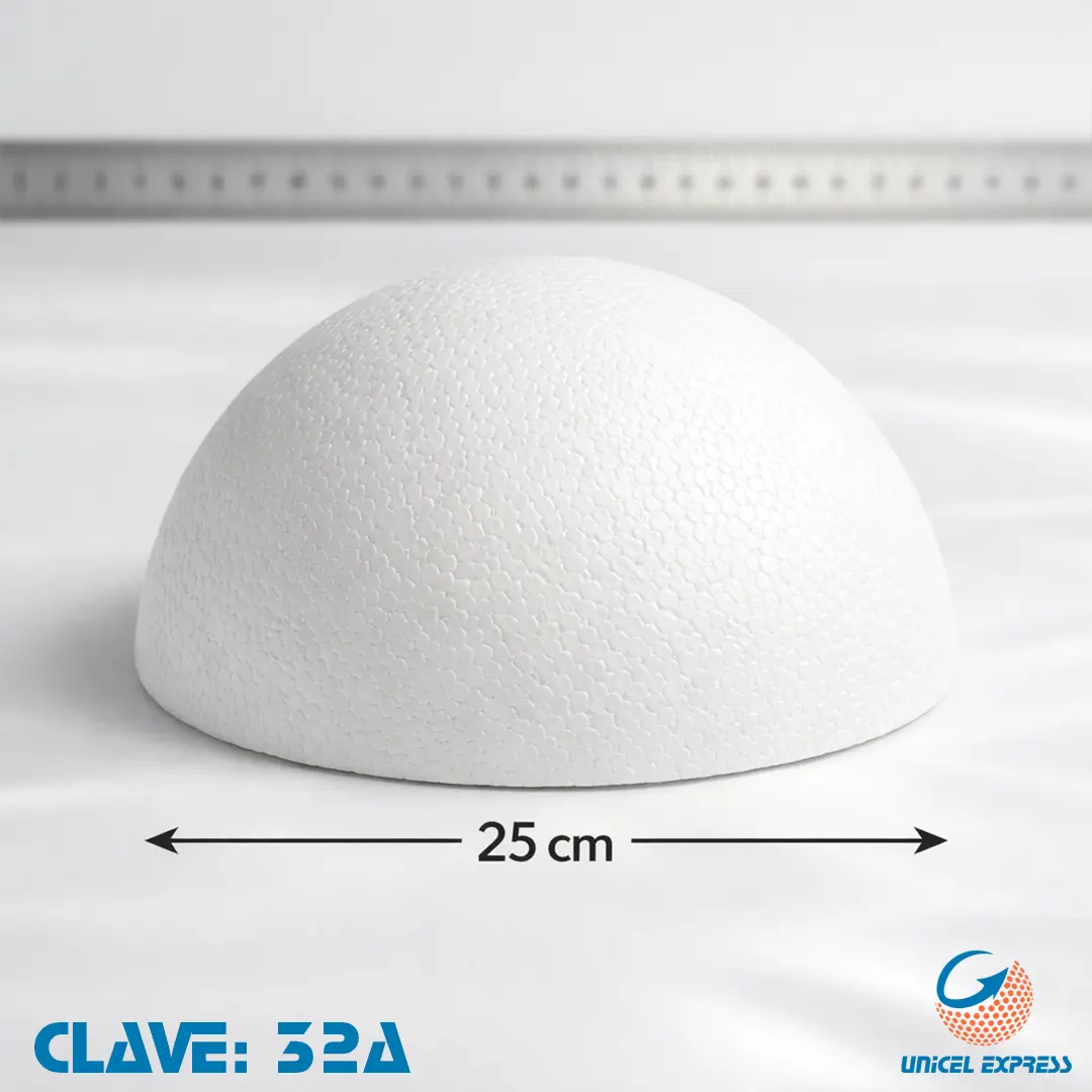 Clave 32A Media Esfera Unicel 25 cm Empaque 10 piezas