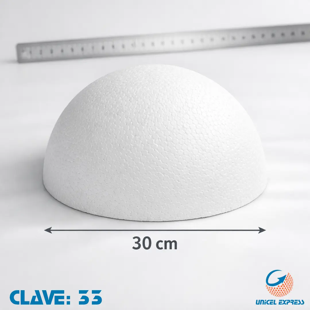 Clave 33 Media Esfera Unicel 30 cm Empaque 5 piezas