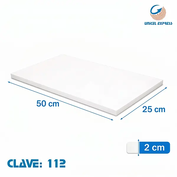 Clave 112 Placas de Unicel 50x25x2 cm Empaque 20 piezas