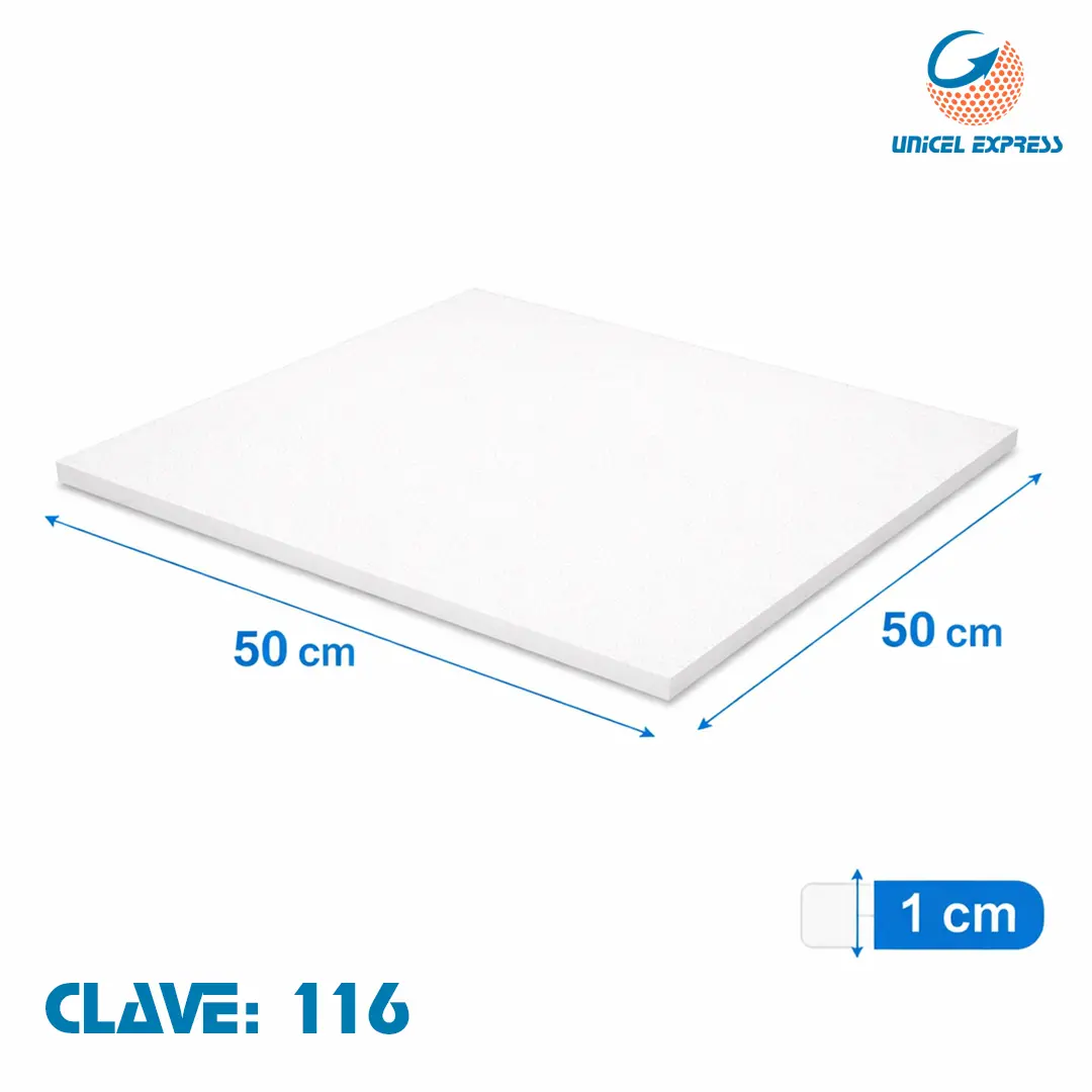Clave 116 Placas de Unicel 50x50x1 cm Empaque 25