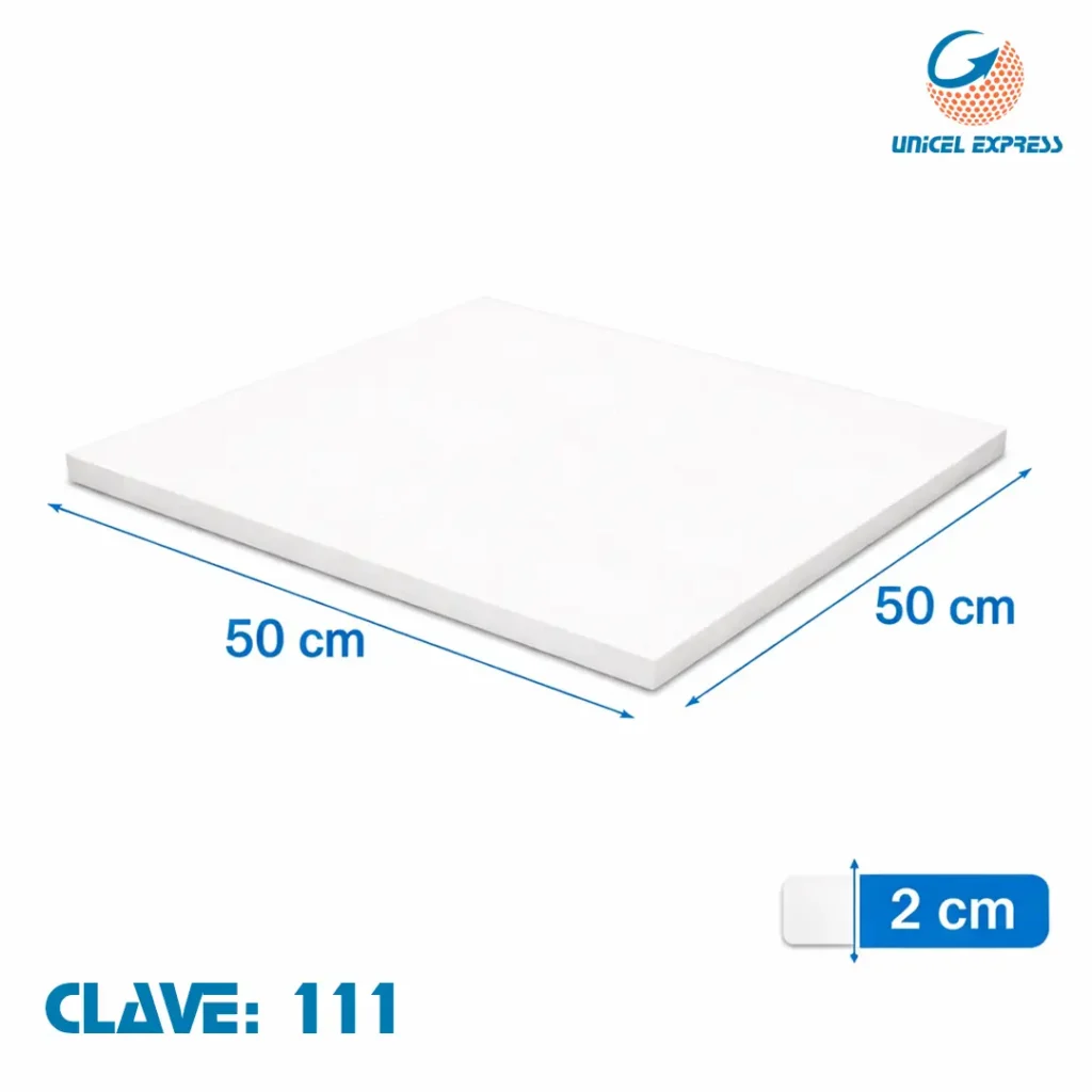 Clave 111 Placas de Unicel 50x50x2 cm Empaque 25 piezas