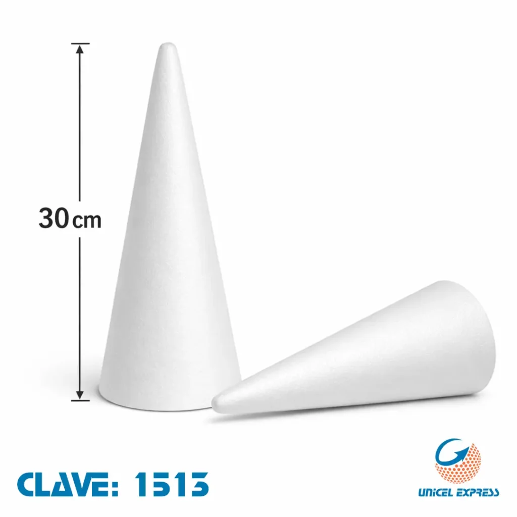 Clave 1513 Cono de unicel no8 de 30 cm Empaque 5 piezas