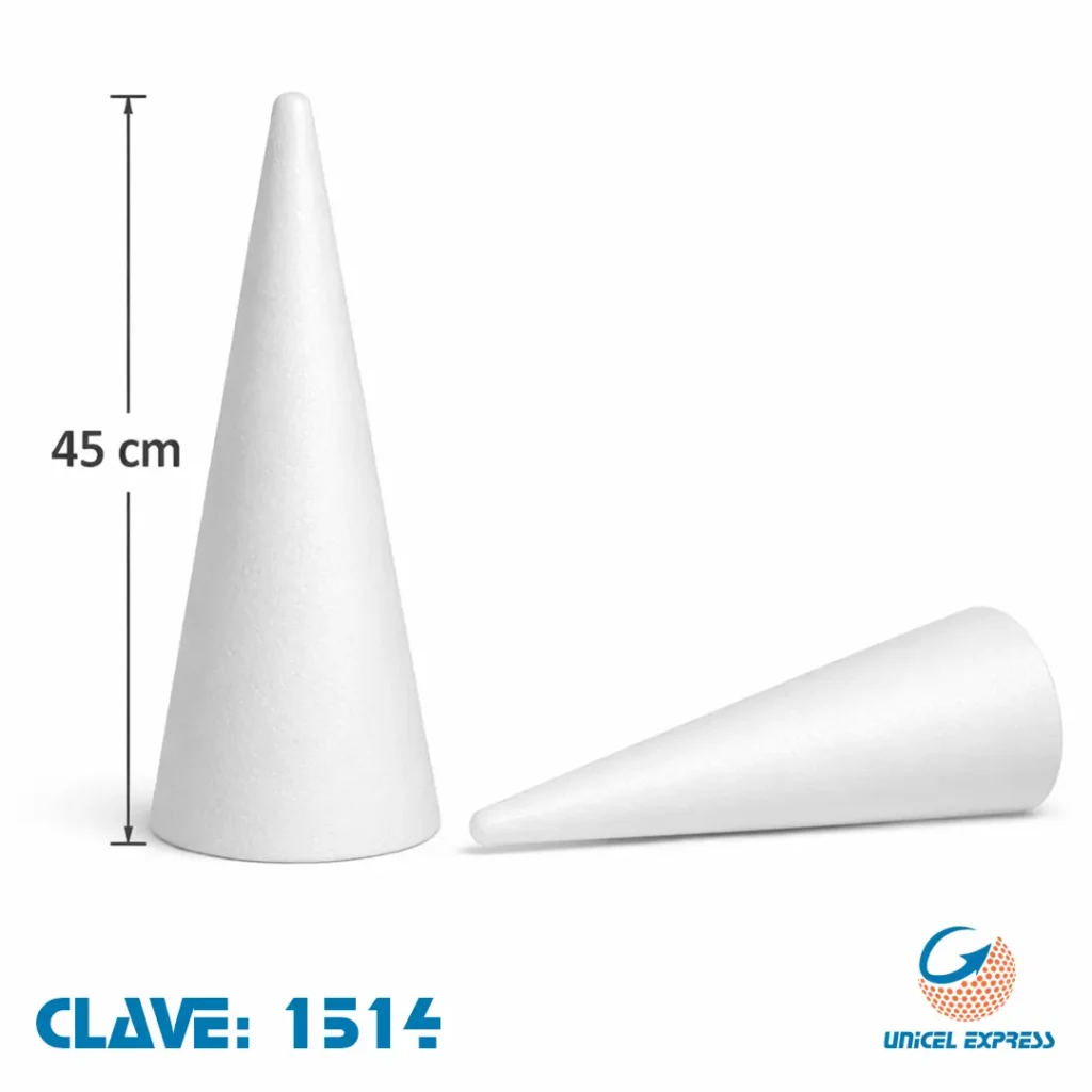 Clave 1514 Cono de unicel no10 de 45 cm Empaque 5 piezas