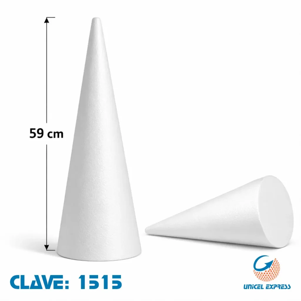 Clave 1515 Cono de unicel no12 de 59 cm Empaque 5 piezas