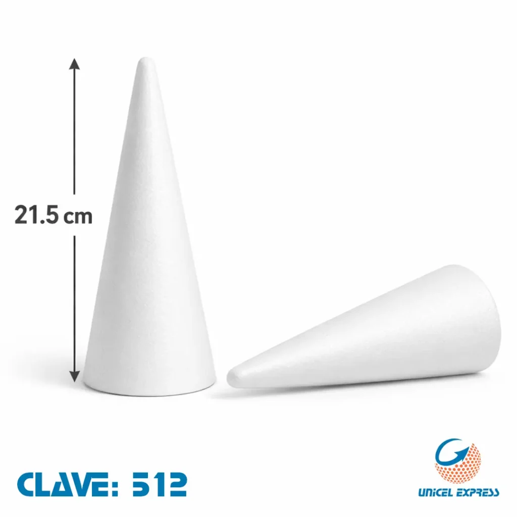 Clave 512 Cono de unicel no6 de 21.5 cm Empaque 100 piezas