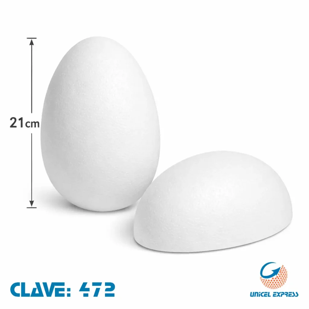 Clave 472 Medio Huevo de Unicel 21 cm 10 piezas