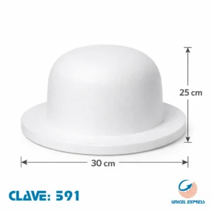Clave 591 Sombrero de Unicel  Bombin 30x25 cm 10 piezas