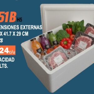 Clave 751B Hielera de Unicel Dimensiones 64.6x41.7x29 cm Capacidad 50.5 Lts. 2 piezas