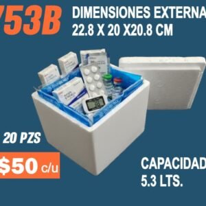 Clave 753B Hielera de Unicel Dimensiones 22.8x20x20.8 cm Capacidad 5.3 Lts.